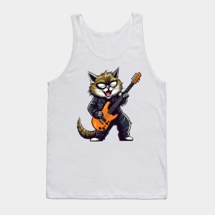 Cat playing an electric guitar Tank Top